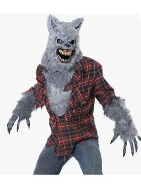 CALIFORNIA COSTUMES GRAY LYCAN WEREWOLF BIG BAD WOLF RED RIDING HOOD WITH MASK